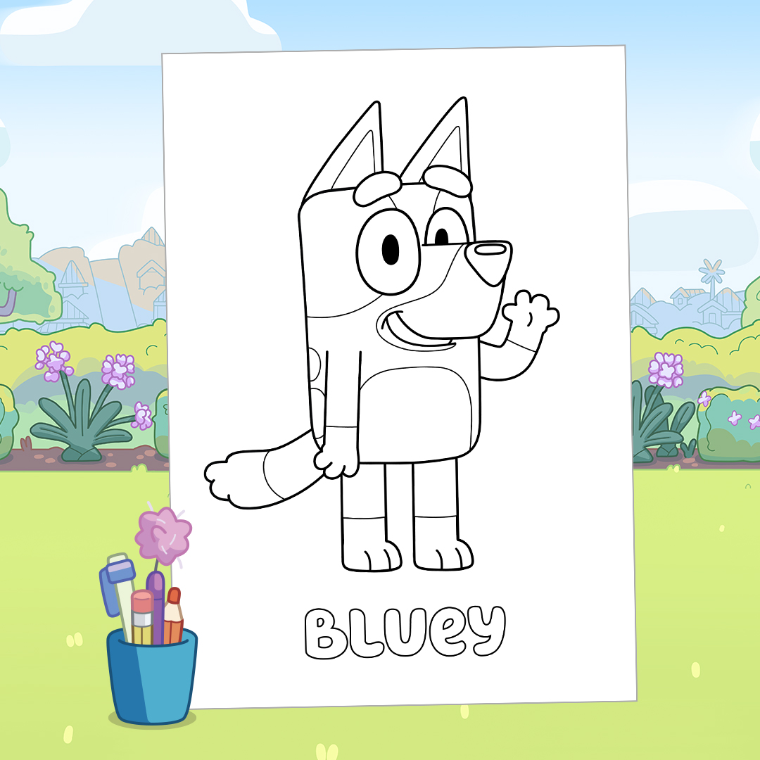 Banner Bluey Colouring Sheet