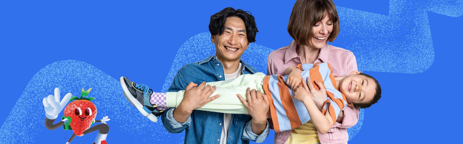 Family holding a preschooler