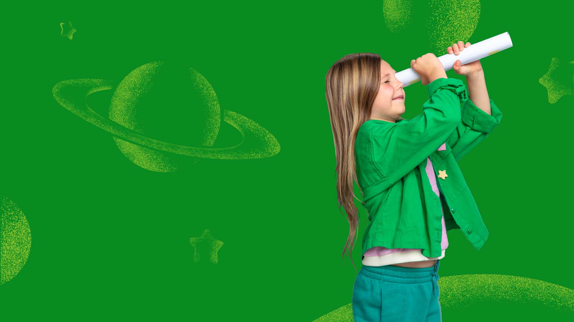 Girl holding telescope