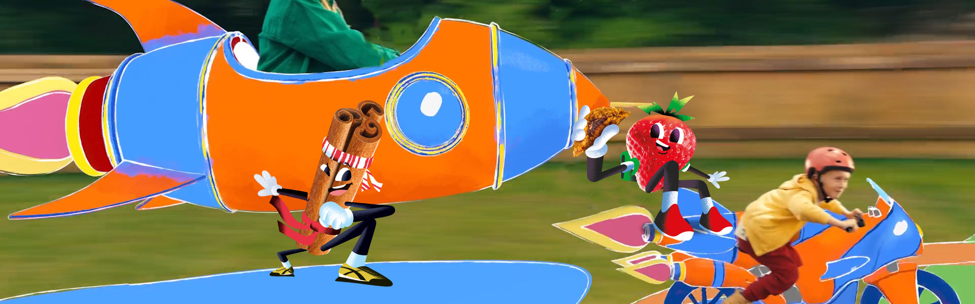 Rocketship with Goodies characters