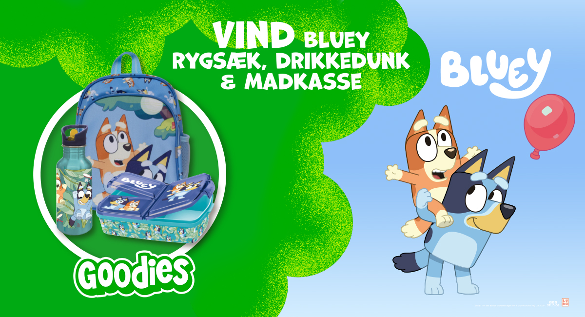 Goodies koncurrence Vind bluey rygsæk, drikkedunk og madkasse