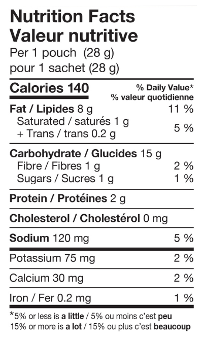 Goodies Mac & Cheese Flavoured Curls Nutrition Facts