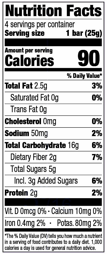 grape peanut butter bar nutrition fact panel